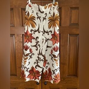 NWT Rachel Zoe Floral Wide Leg Pants - Cream floral linen blend women’s large
